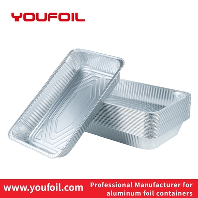 Contenitore per alimenti rettangolare in alluminio alimentare per barbecue con coperchi trasparenti